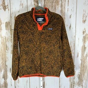 Lands' End Orange and Black Leopard Print Sweatshirt